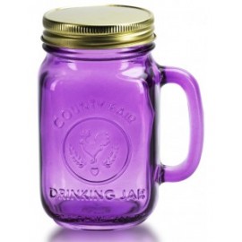 MASON JAR MORADO CON TAPA CON POPOTE