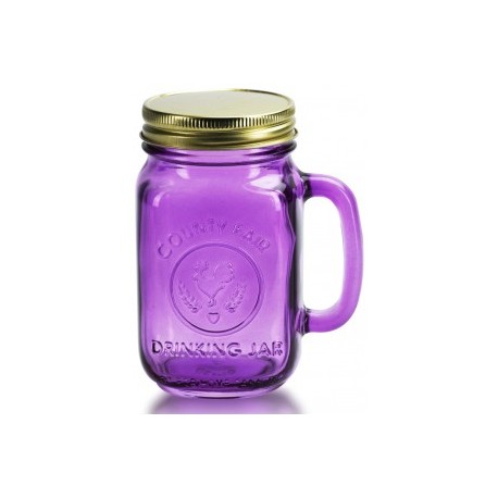 MASON JAR MORADO CON TAPA CON POPOTE